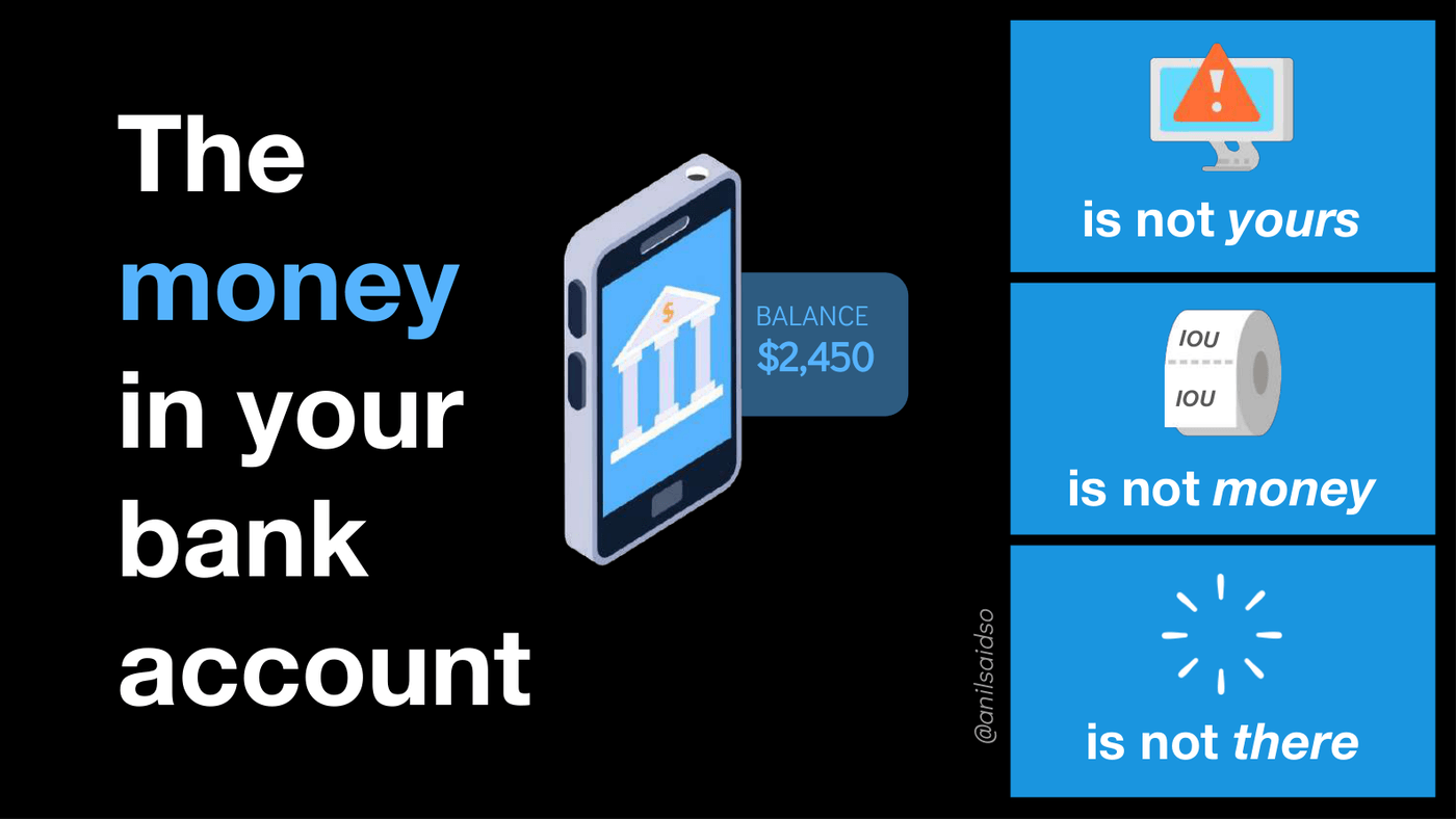 The balance is an IOU: not yours, not money, not there